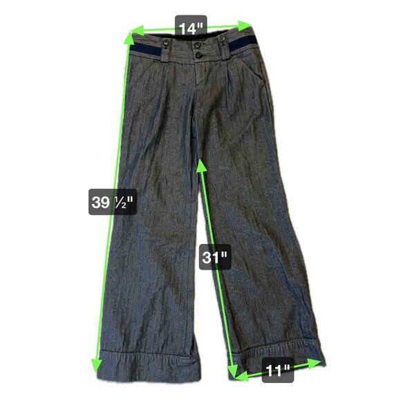 Idra Women’s Blue Wide-Leg Cuffed Pants Button Detail Size 2 Anthropologie - Picture 5 of 5
